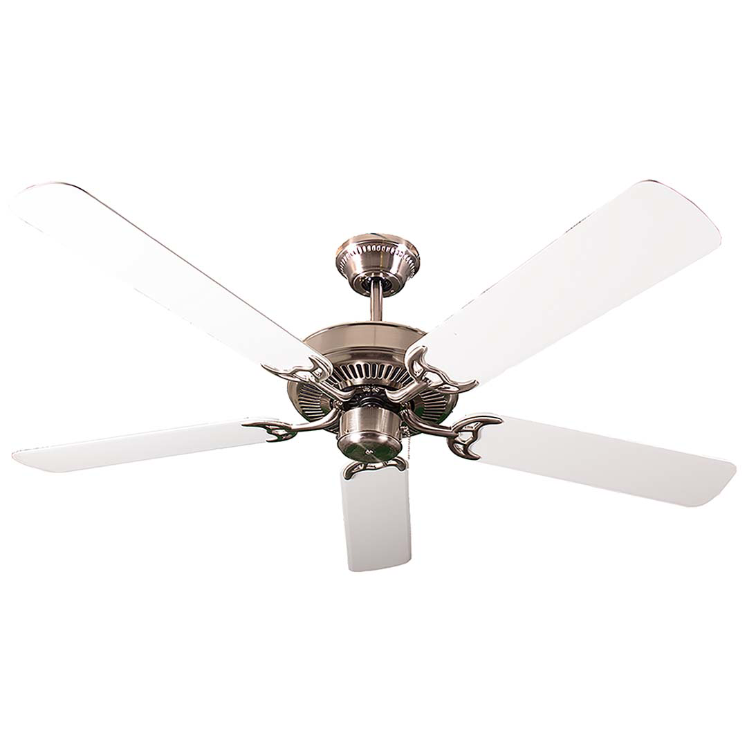 52'' 5-Blade Fan - White Blades - Sleek Indoor Fans in Brushed Nickel