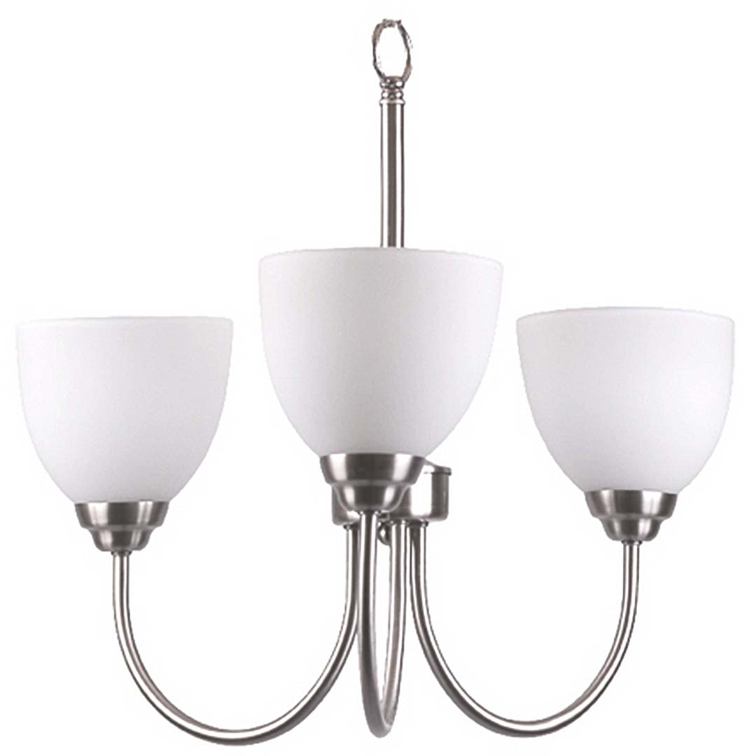 Laredo 3-Light Chandelier White Glass - Bold Chandeliers in Brushed Nickel