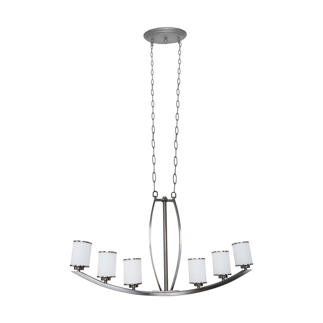 Lexington 6-Light White Glass Island/Entry - Clean-Line Pendants in Brushed Nickel