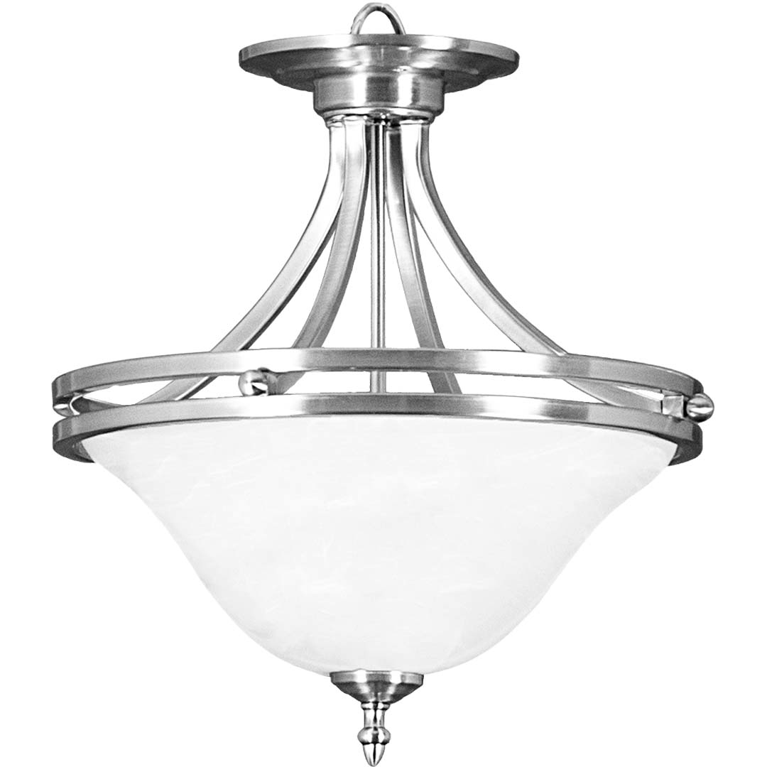 Dallas 16' White Glass Short Entry Bowl - Statement-Making Ceiling Mounts in Brushed Nickel