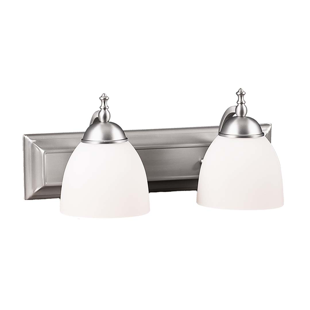 Dallas 2-Light White Vanity - Eye-Catching Vanities in Brushed Nickel