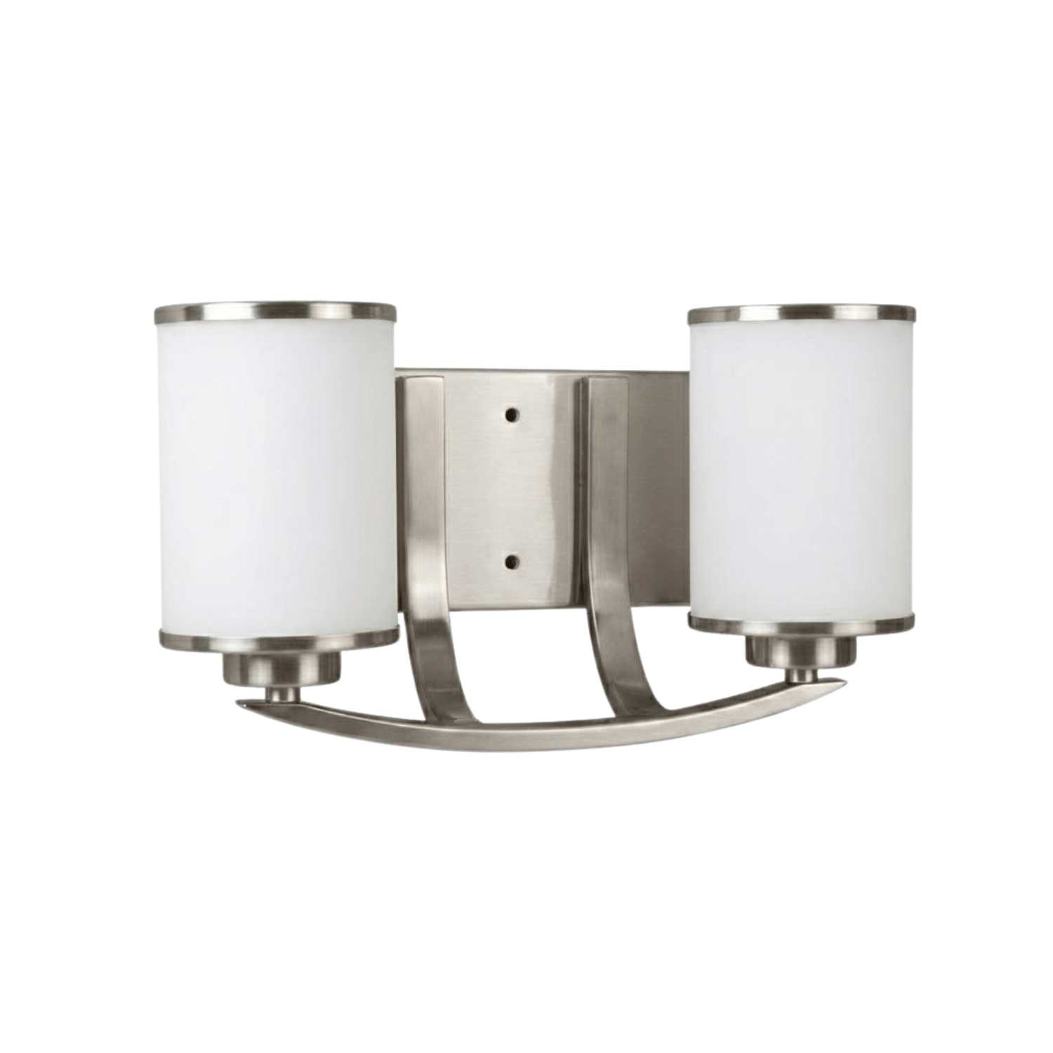 Lexington 2-Light White Glass Vanity - Refined Vanities in Brushed Nickel