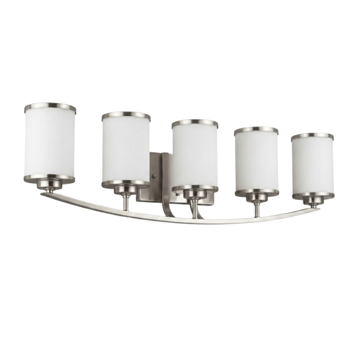 Lexington 5-Light White Glass Vanity - High-Design Vanities in Brushed Nickel