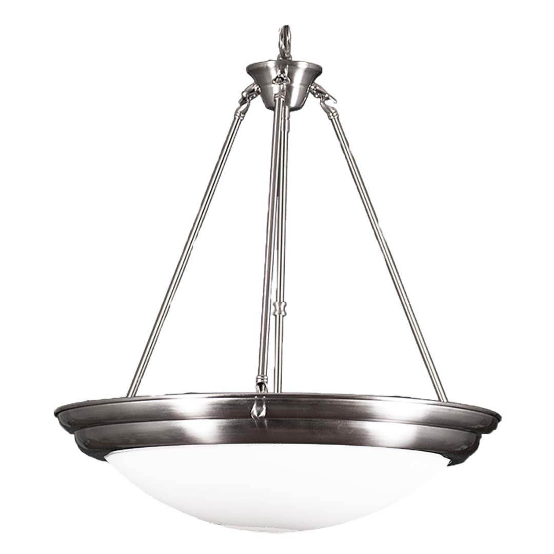 Foyer White Bowl Hanging Pendant - Stylish Pendants in Brushed Nickel