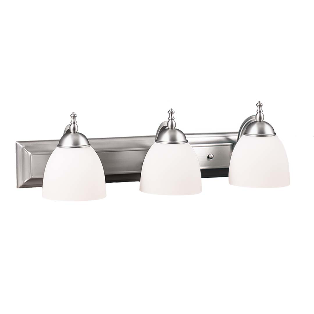 Dallas 3-Light White Vanity - Functional Vanities in Brushed Nickel
