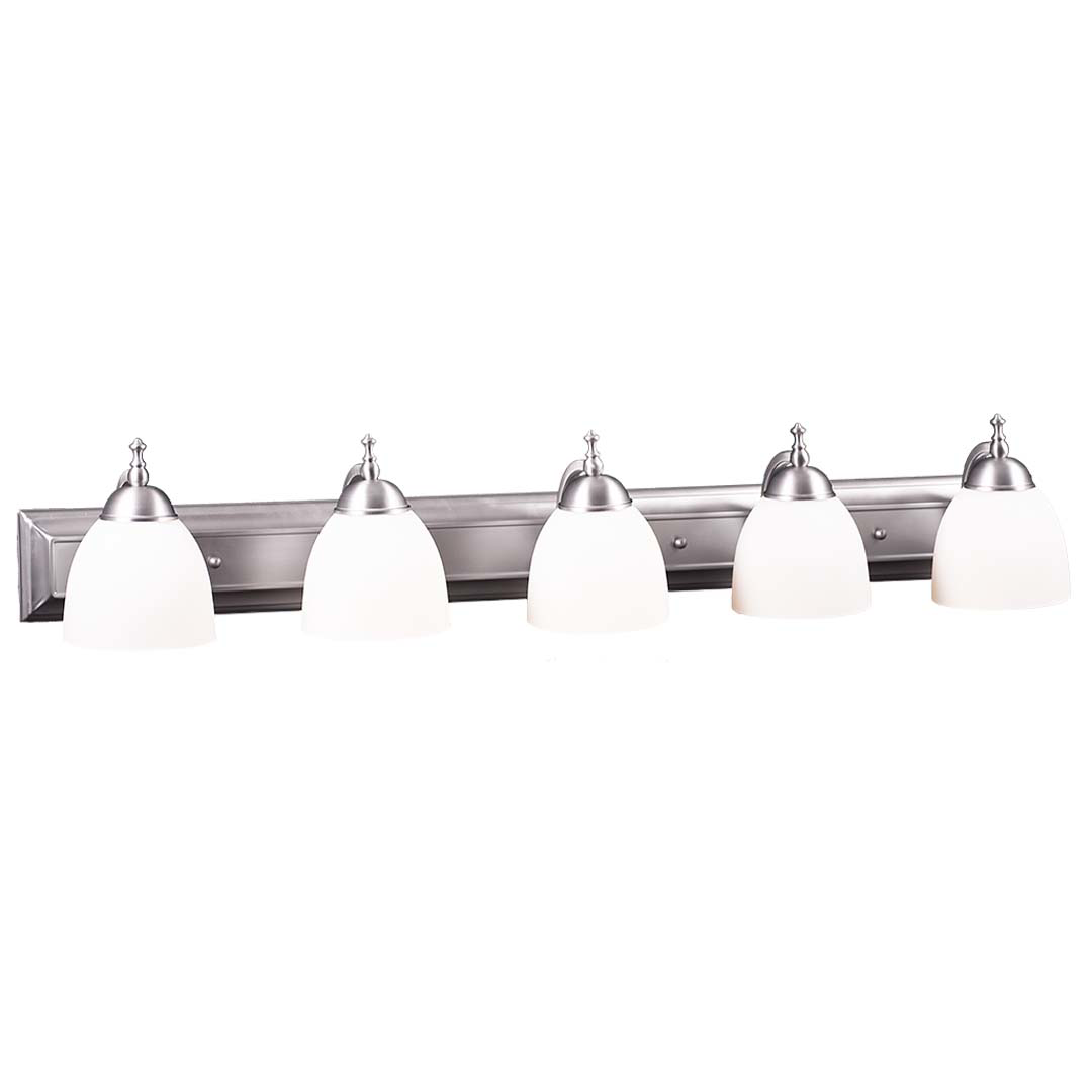 Dallas 5-Light White Vanity - Functional Vanities in Brushed Nickel