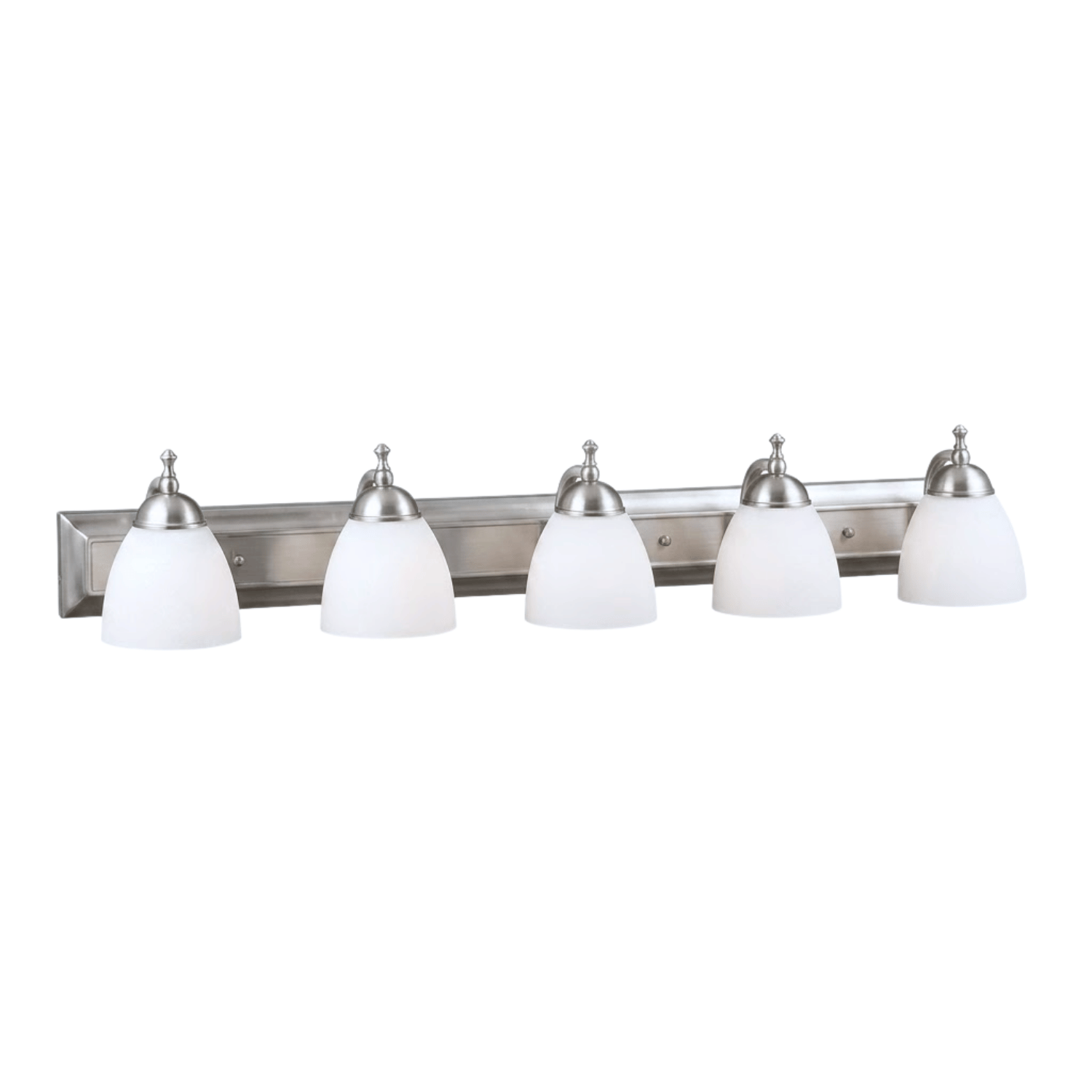 Dallas 5-Light White Vanity - Functional Vanities in Brushed Nickel