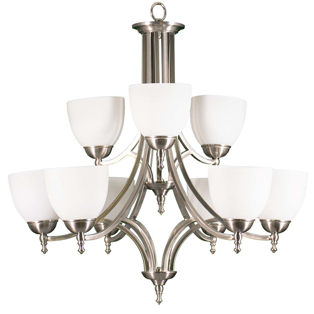 Dallas Upgrade 9-Light Chandelier - Architectural-Inspired Chandeliers in Brushed Nickel