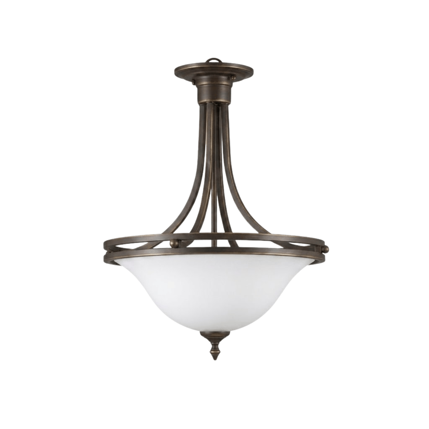 Austin 16' Glass Bowl Entry Fixture White - Sleek Pendants in Rubbed Bronze