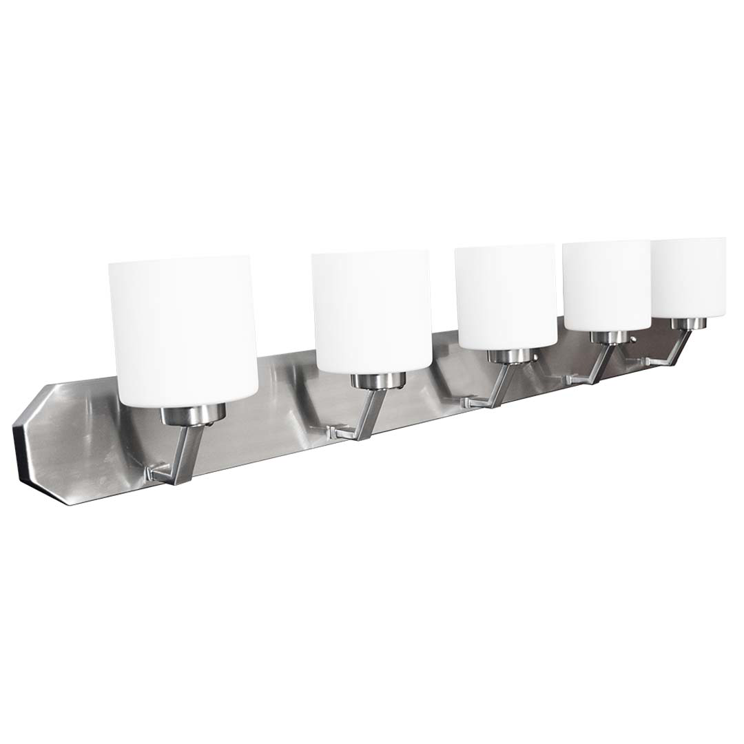Paris 5-Light Vanity White Cylinder Glass - Decorative Vanities