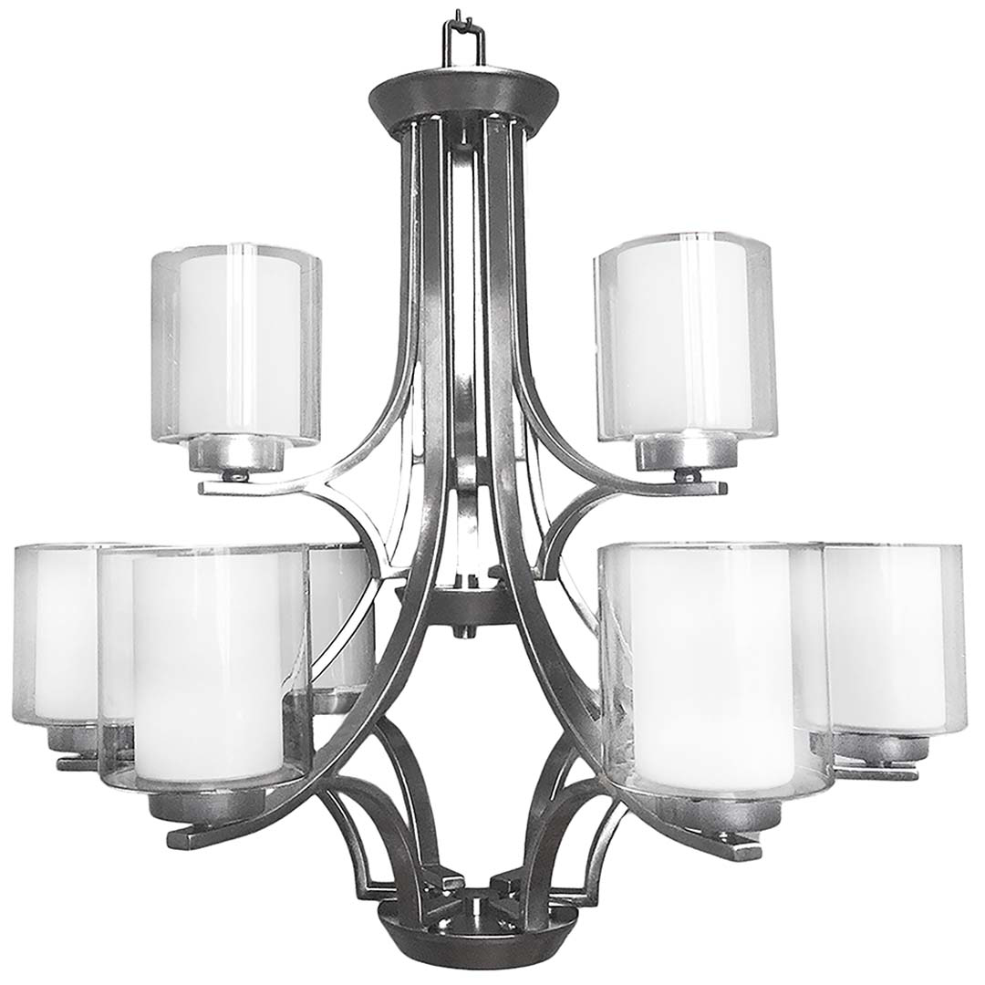 Sonora 9-Light Chandelier - Clear & White Glass - Refined Chandeliers