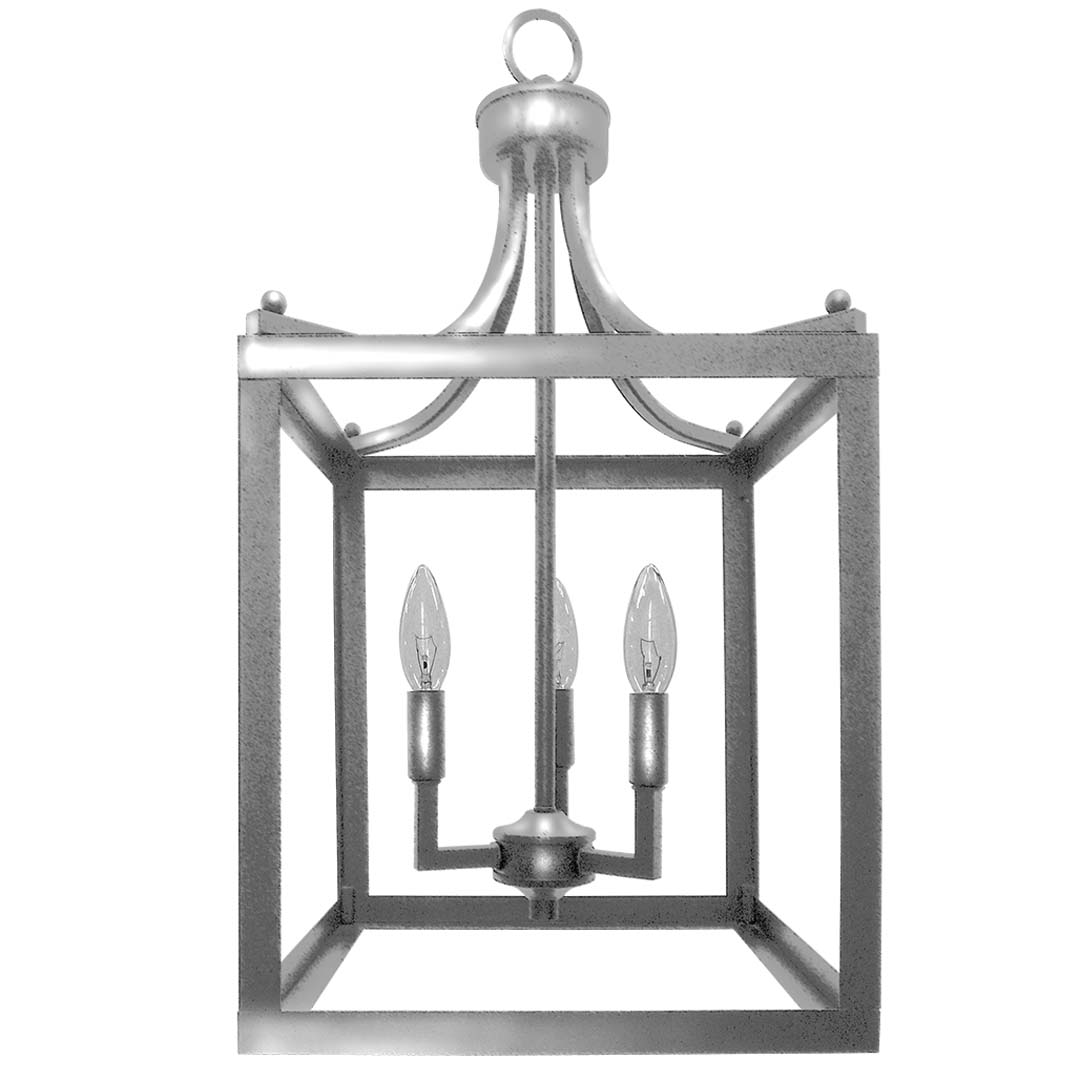 3-Light Square Cage Entry - No Glass - Architectural-Inspired Pendants