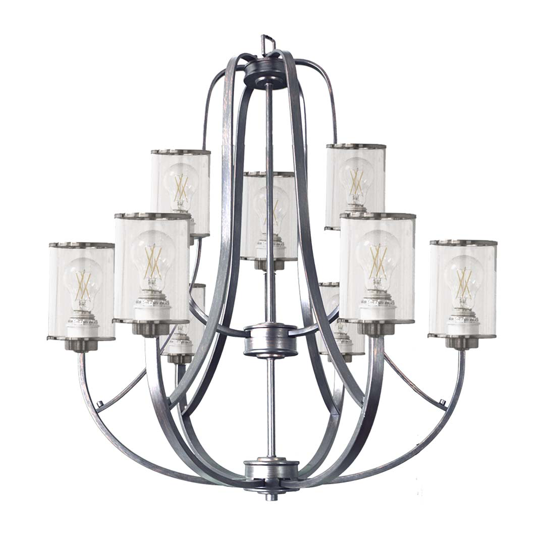Lexington 9-Light Clear Glass Chandelier - Contemporary Chandeliers in Brushed Nickel