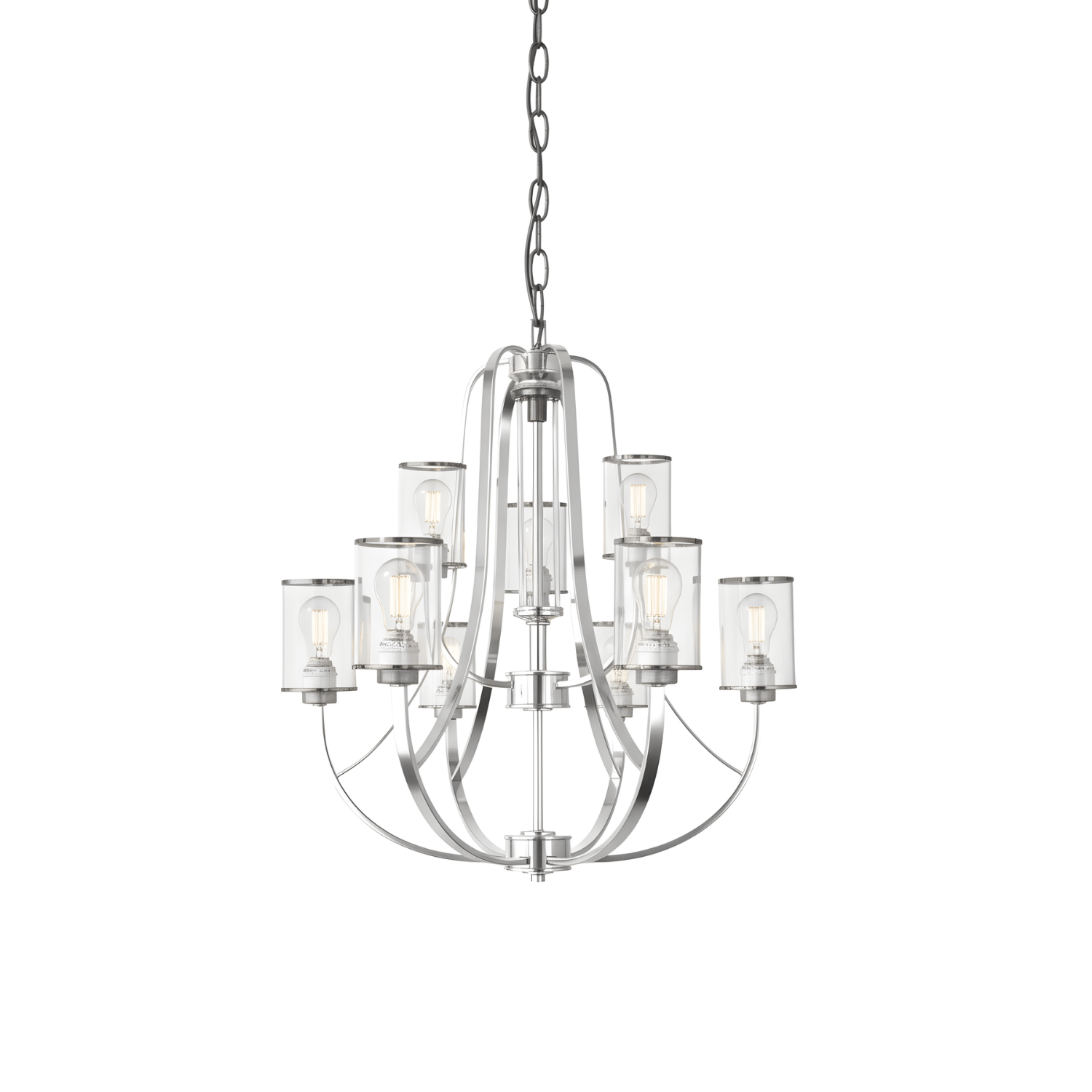 Lexington 9-Light Clear Glass Chandelier - Contemporary Chandeliers in Brushed Nickel