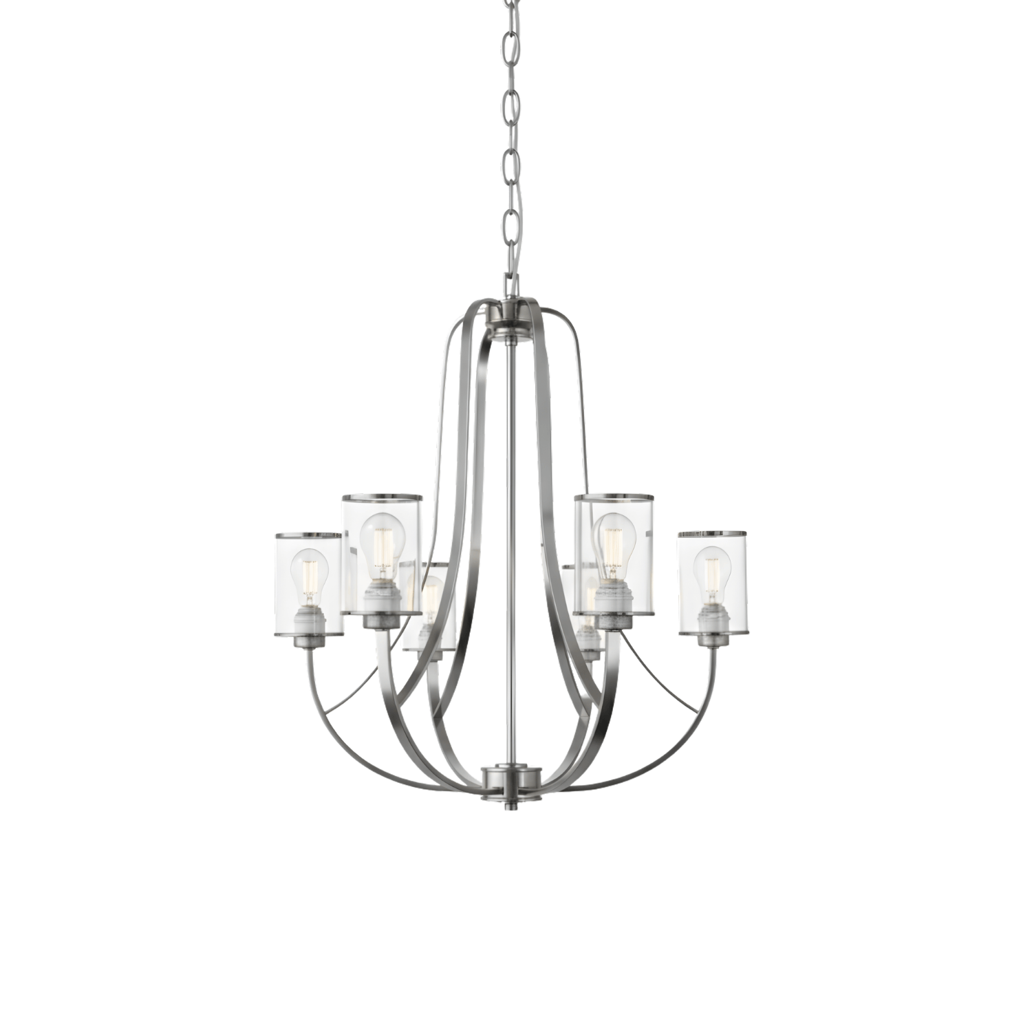 Lexington 6-Light Clear Glass Chandelier - Contemporary Chandeliers in Brushed Nickel