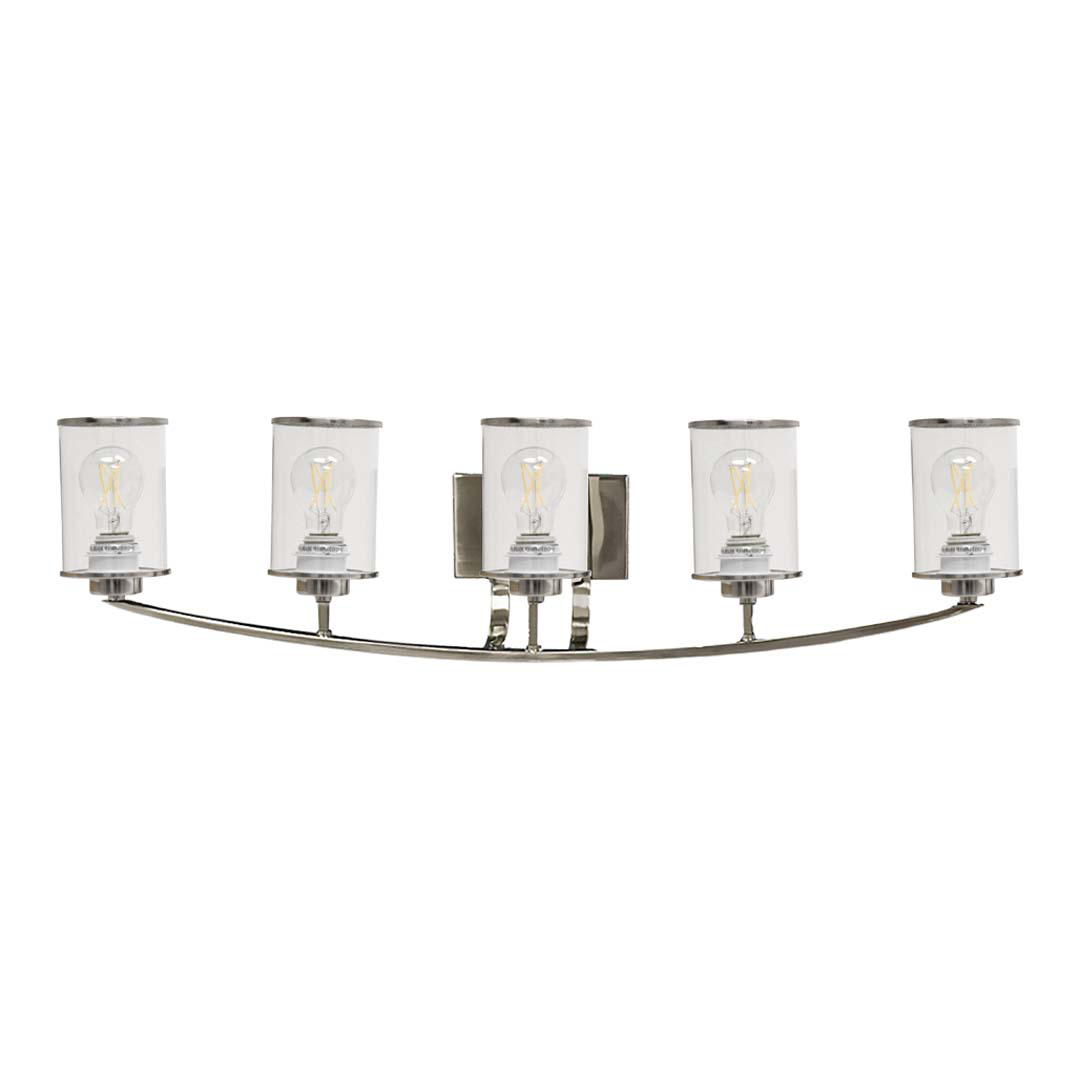 Lexington 5-Light Clear Glass Vanity - Decorative Vanities in Brushed Nickel