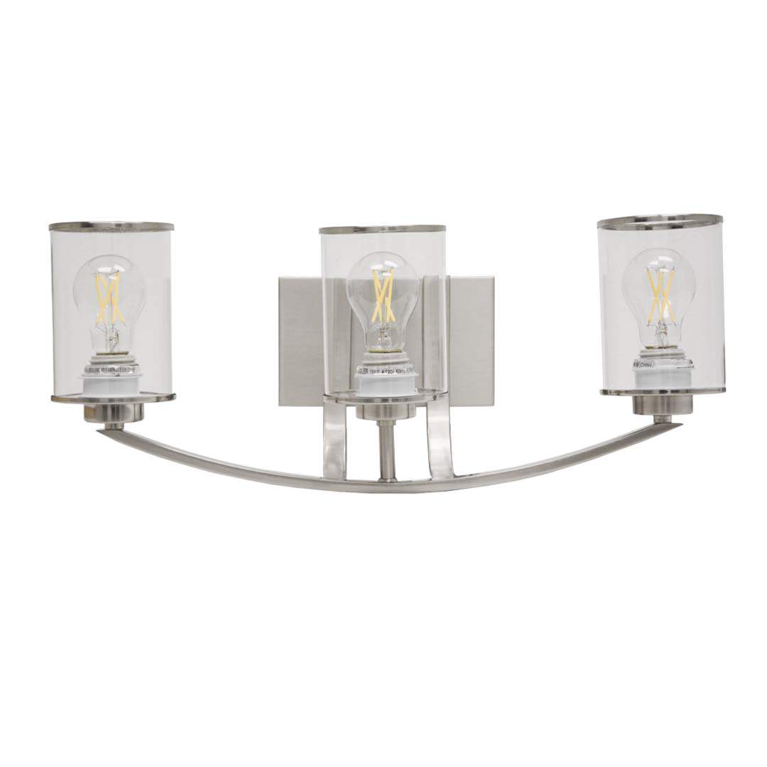 Lexington 3-Light Clear Glass Vanity - Statement-Making Vanities in Brushed Nickel