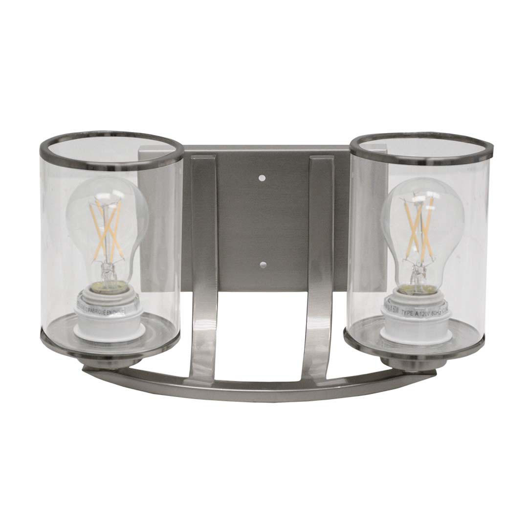 Lexington 2-Light Clear Glass Vanity - Stylish Vanities in Brushed Nickel
