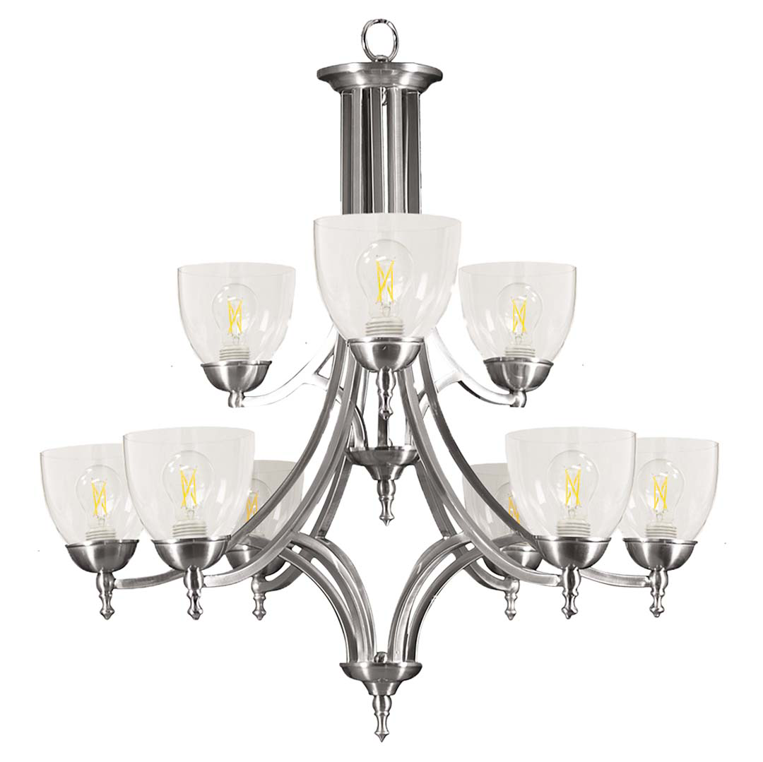 Dallas Upgrade 9-Light Chandelier - Timeless Chandeliers in Brushed Nickel