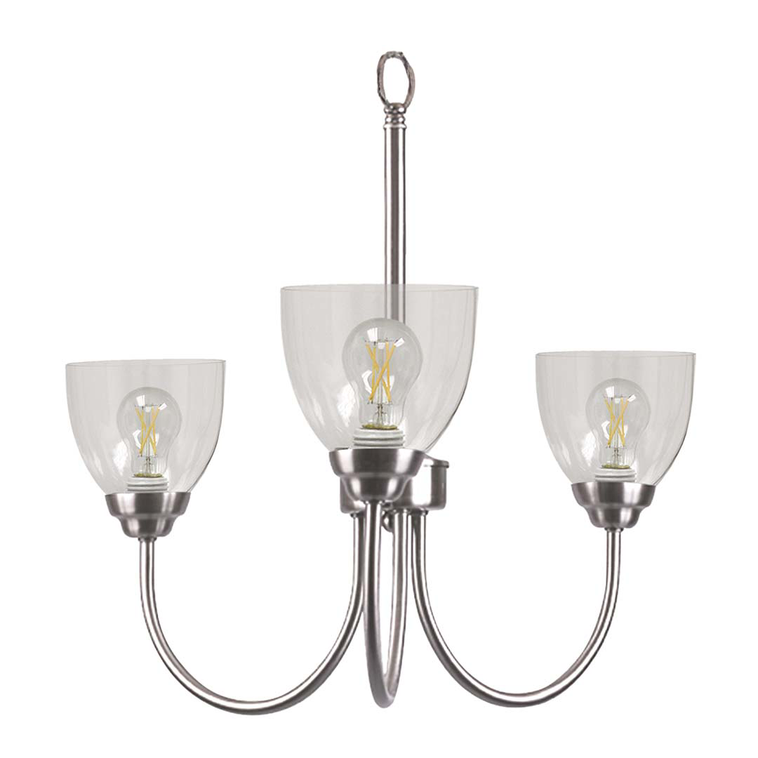 Laredo 3-Light Chandelier Clear Glass - High-Design Chandeliers in Brushed Nickel