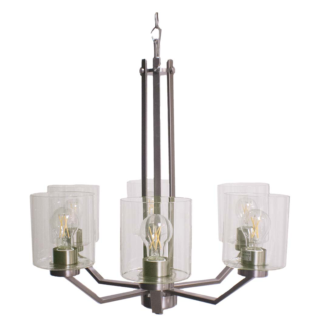 Paris 6-Light Chandelier Clear Cylinder Glass - Transitional Chandeliers