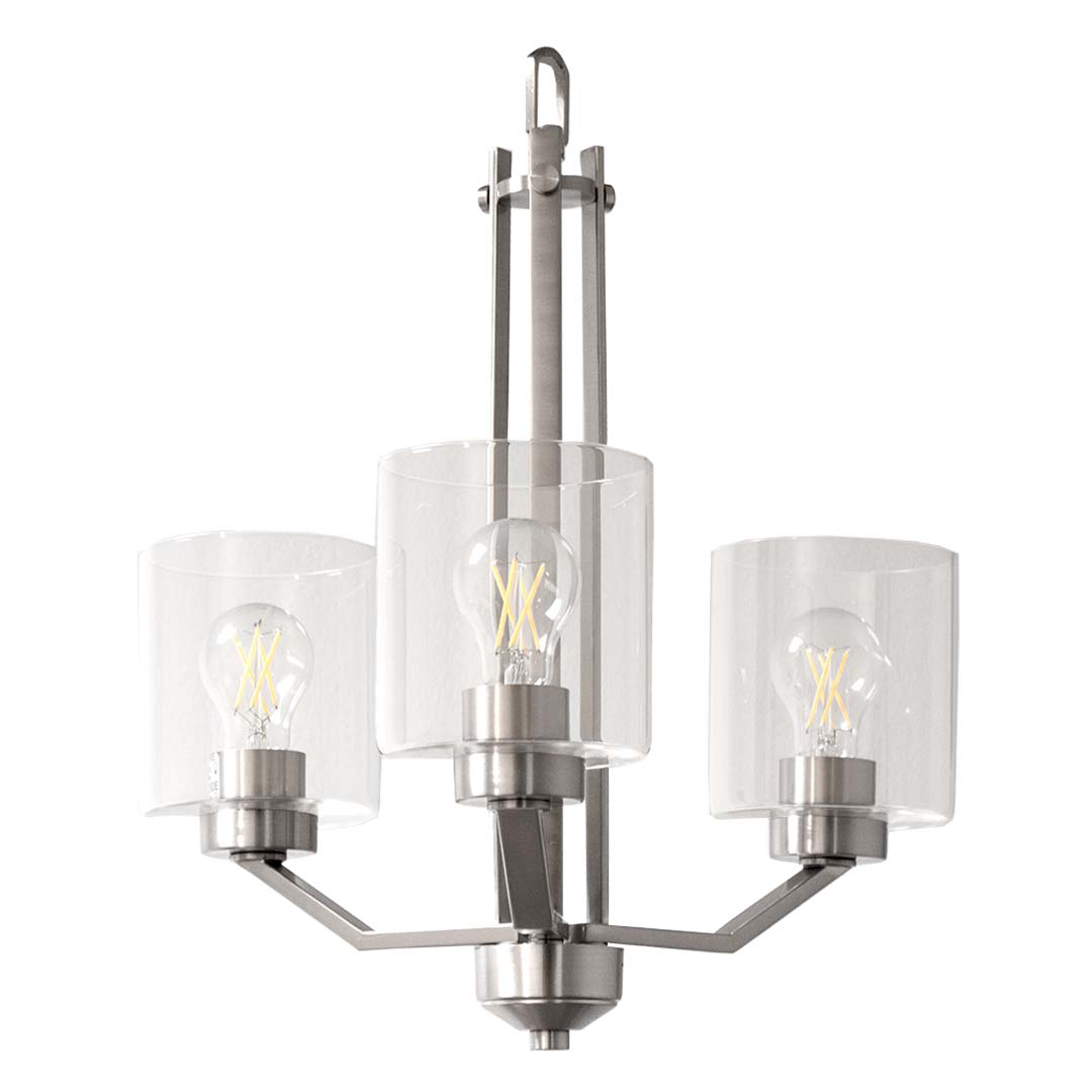 Paris 3-Light Chandelier Clear Cylinder Glass - Chic Chandeliers