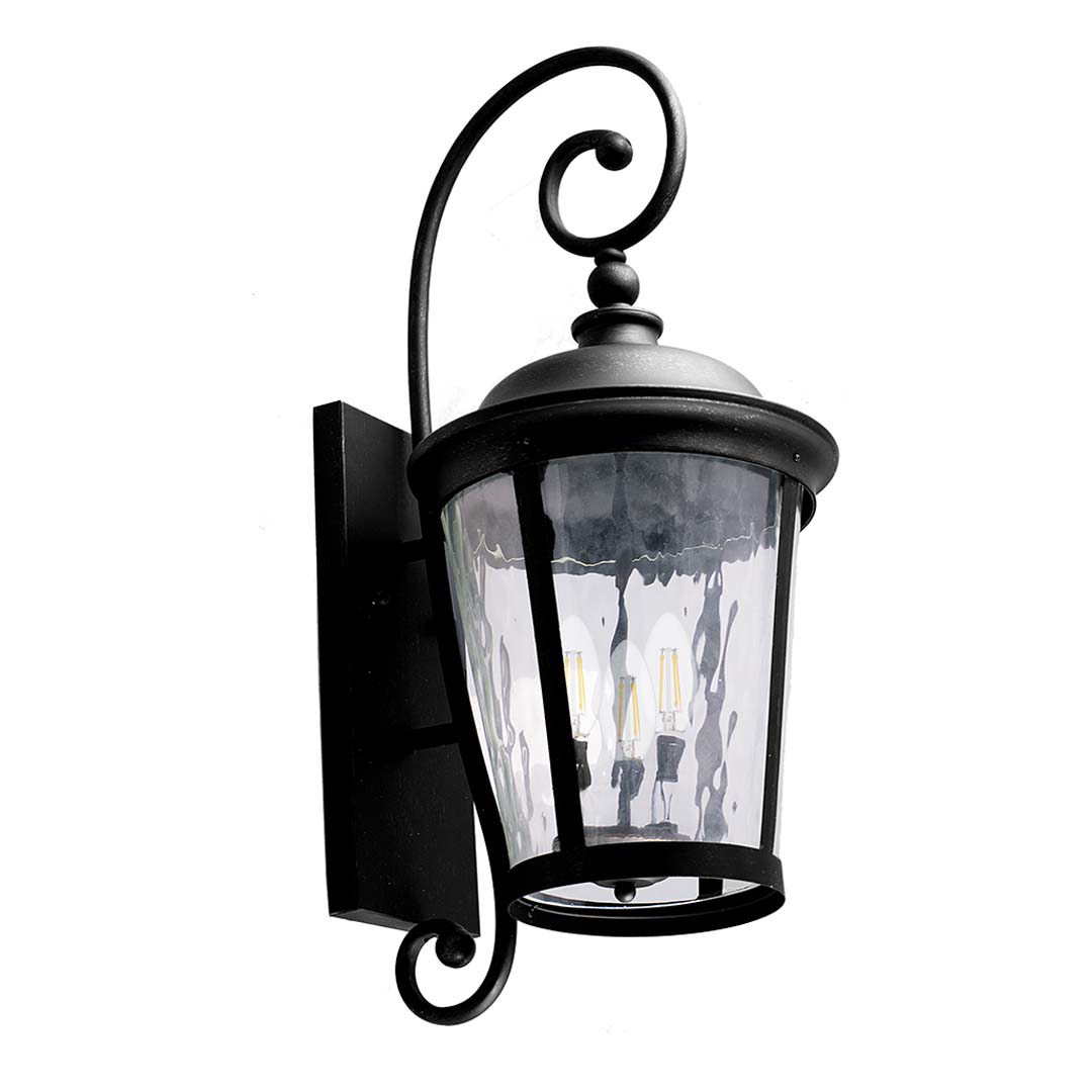 Augustine Large Upgrade Coach Light - Water Glass - Eye-Catching Exterior in Matte Black
