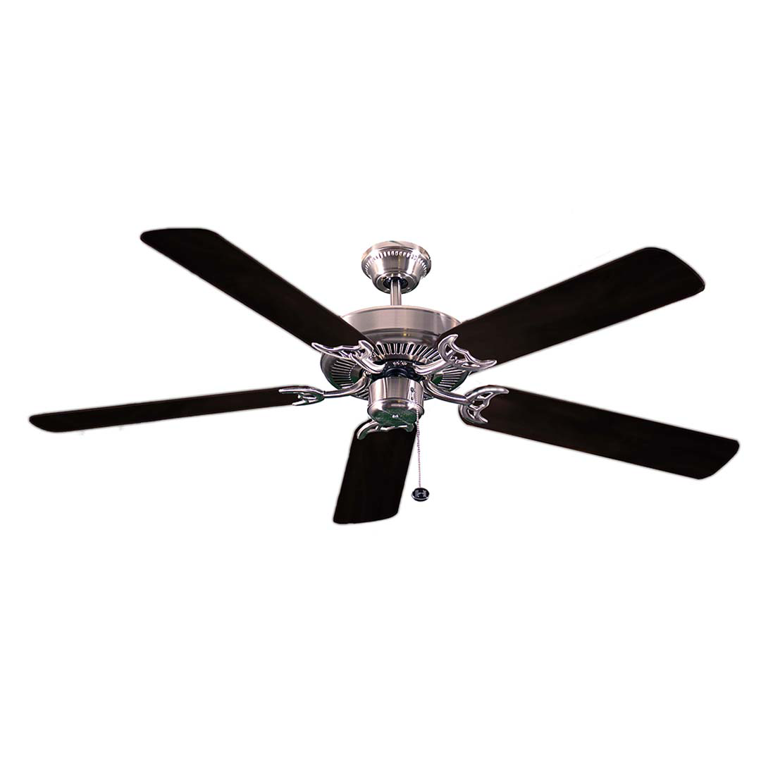 52' 5-Blade Fan - Matte Black Blades - Stylish Indoor Fans in Brushed Nickel
