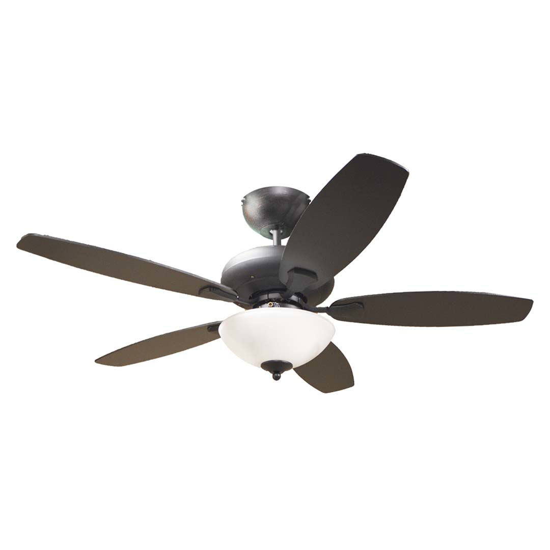 52" 5-Blade UFO Fan NK Silver/Walnut Blades 2-Light Bowl White Glass LED Kit