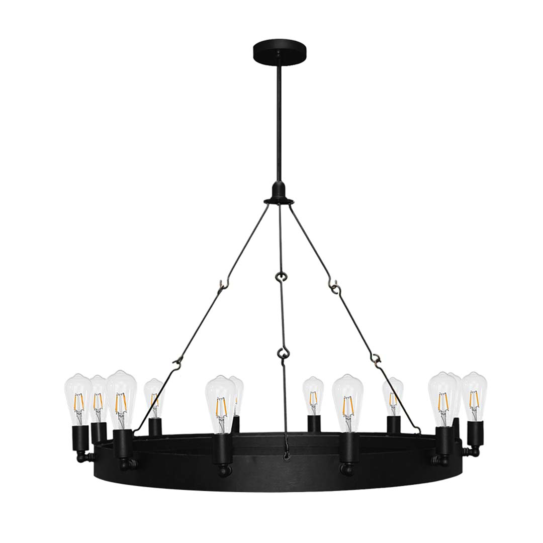 Justin 12-Light Ring Chandelier - Versatile Chandeliers in Matte Black