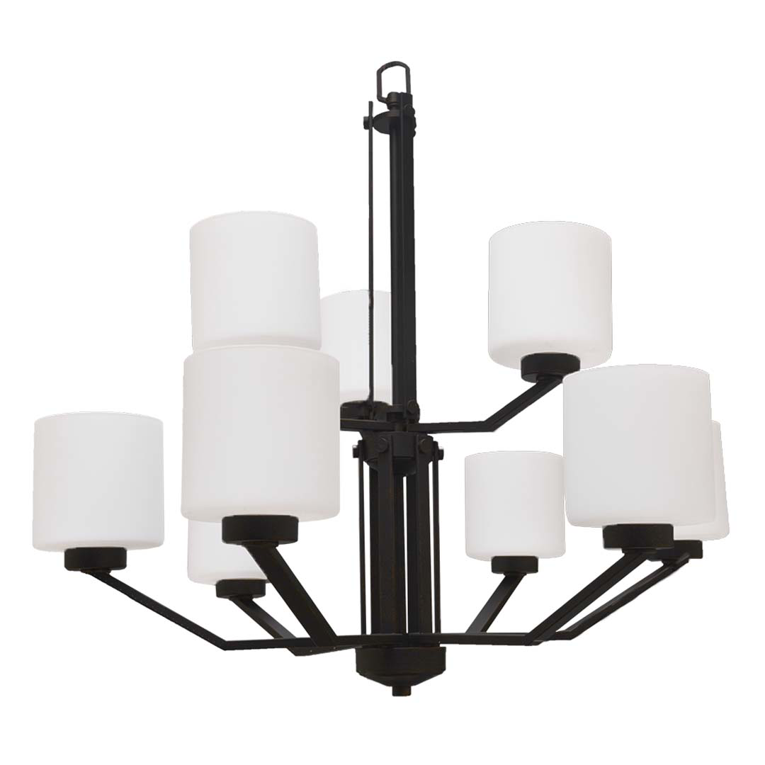 Paris 9-Light Chandelier White Cylinder Glass - Clean-Line Chandeliers