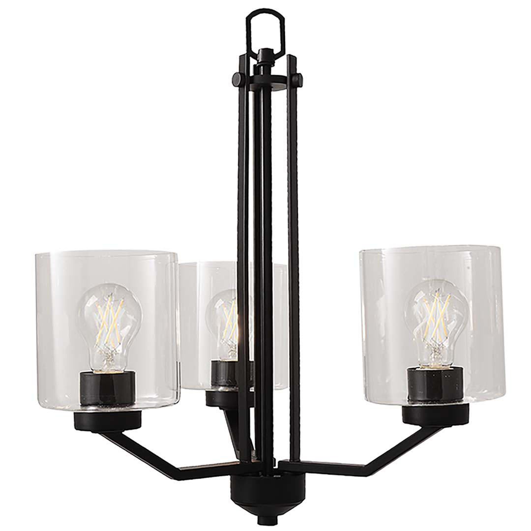 Paris 3-Light Chandelier Clear Cylinder Glass - Chic Chandeliers