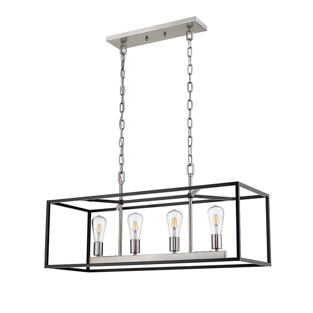 Rosslyn 4-Light Chandelier with Accents - Sophisticated Pendants in Matte Black / Brushed Nickel