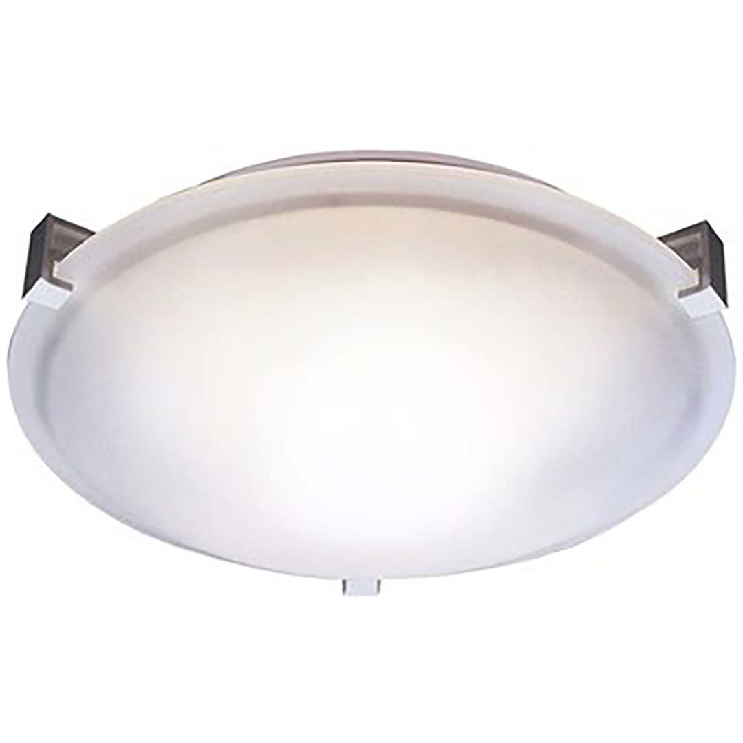 2-Light 3 Square Tab Ceiling Mount White Glass - Clean-Line Ceiling Mounts in Brushed Nickel