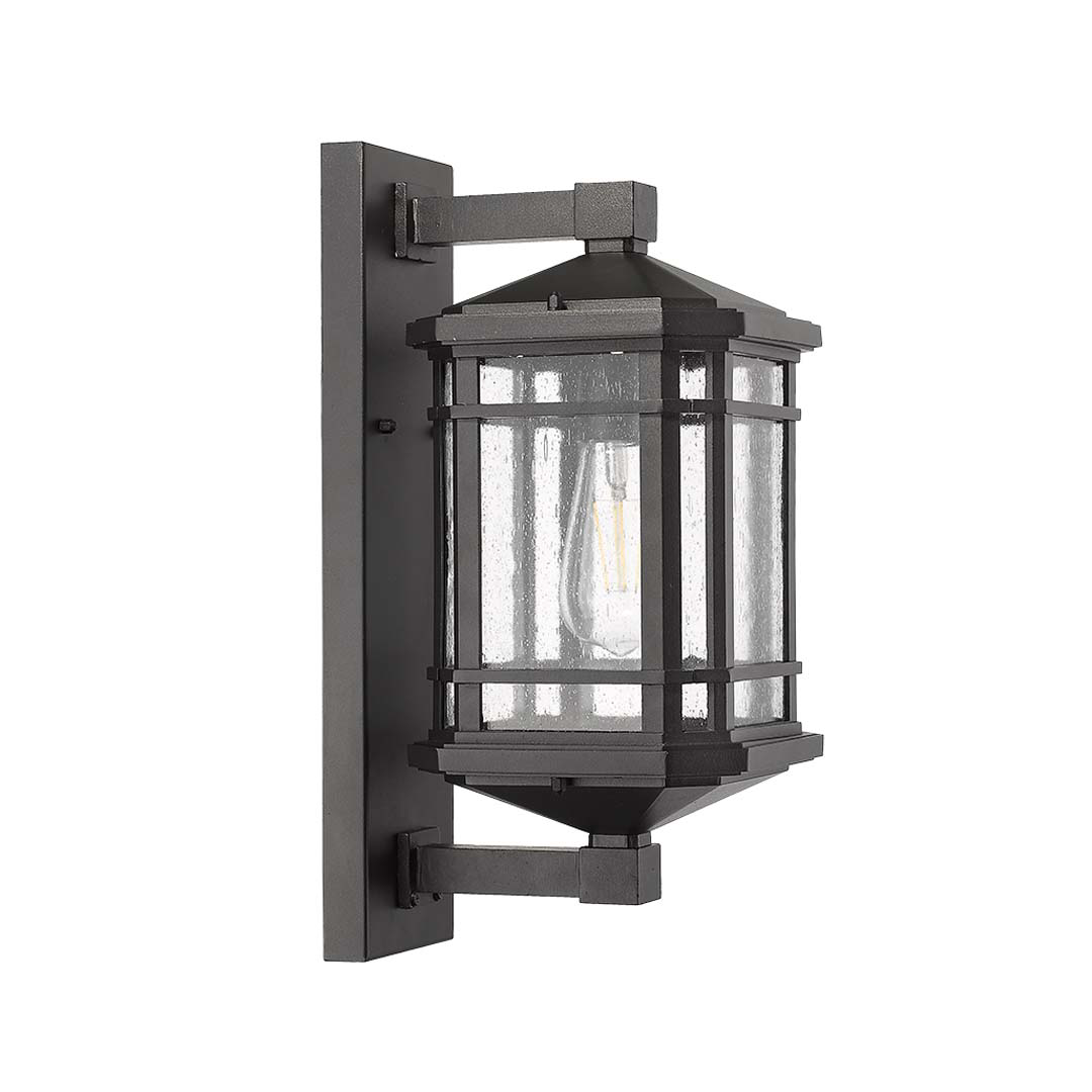 Berlin Medium Coach Light - Matte Black - Clear Seeded Glass - Bold Exterior