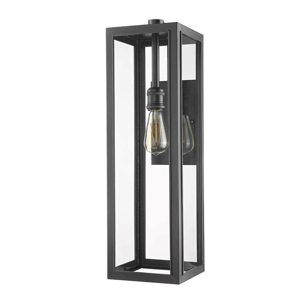 Trivor Extra Large Clear Glass Cube Coach Light - Decorative Exterior in Matte Black