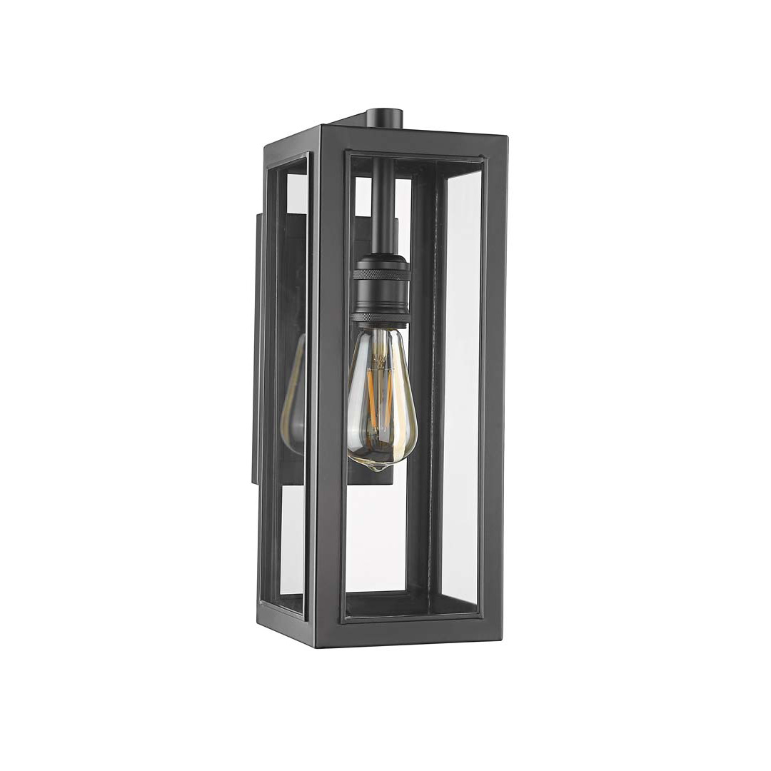 Jannu Medium Clear Glass Cube Coach Light - Stylish Exterior in Matte Black
