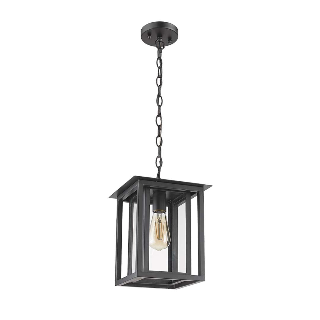 Noro Hanging Coach Light - Matte Black - Clear Glass - Transitional Exterior