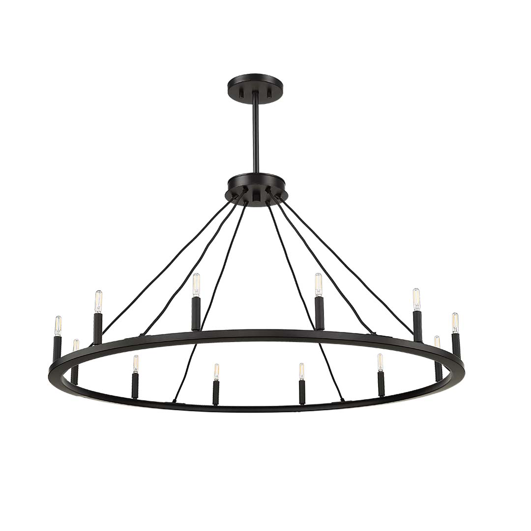 12 Light 48" Big Ring Single Tier Chandelier T6-3K Lamps Included - Transitional Chandeliers in Matte Black