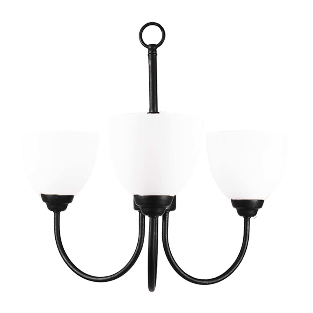 Laredo 3-Light Chandelier White Glass - Chic Chandeliers in Matte Black