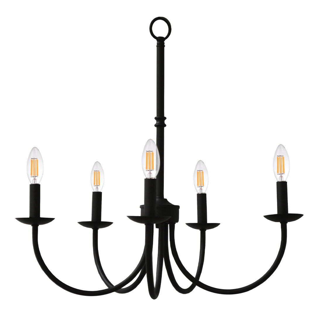 Laredo 5-Light Matte Black - No Glass - Transitional Chandeliers