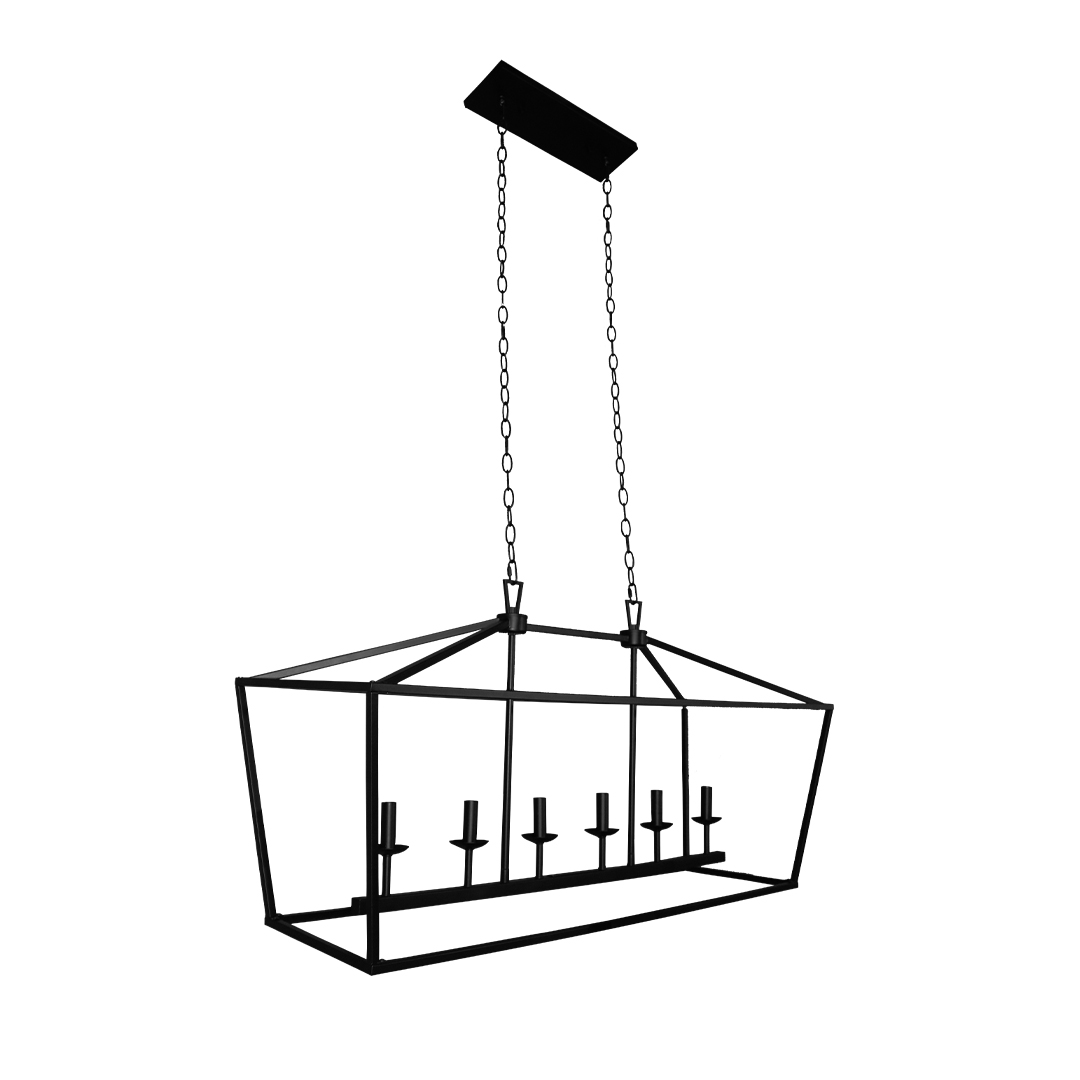 Large Cage Island Pendant 6XE12 Sockets - High-Design Pendants in Matte Black