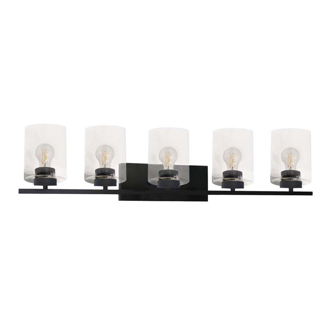5-Light Clear Glass Vanity - Transitional Vanities