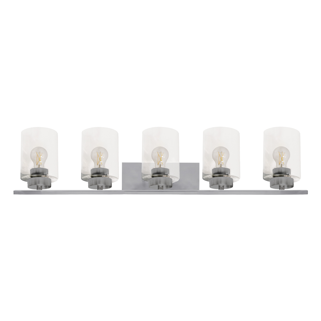 5-Light Clear Glass Vanity - Transitional Vanities