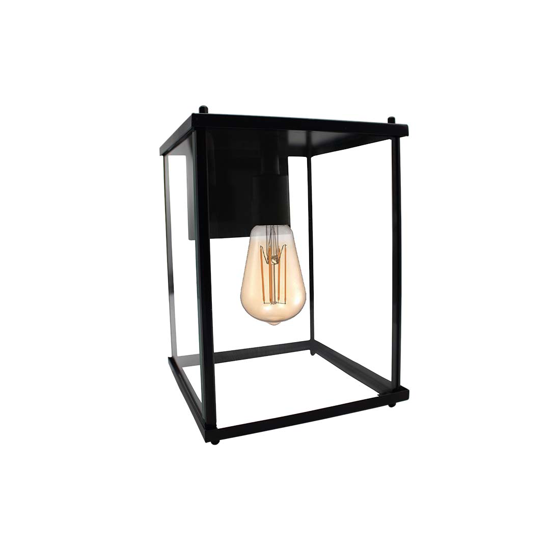 4-Sided Open Bottom Coach Light - Decorative Exterior in Matte Black