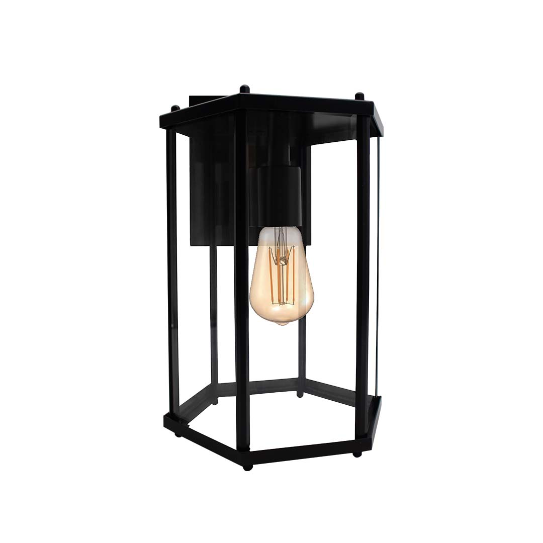 6-Sided Open Bottom Coach Light - Transitional Exterior in Matte Black