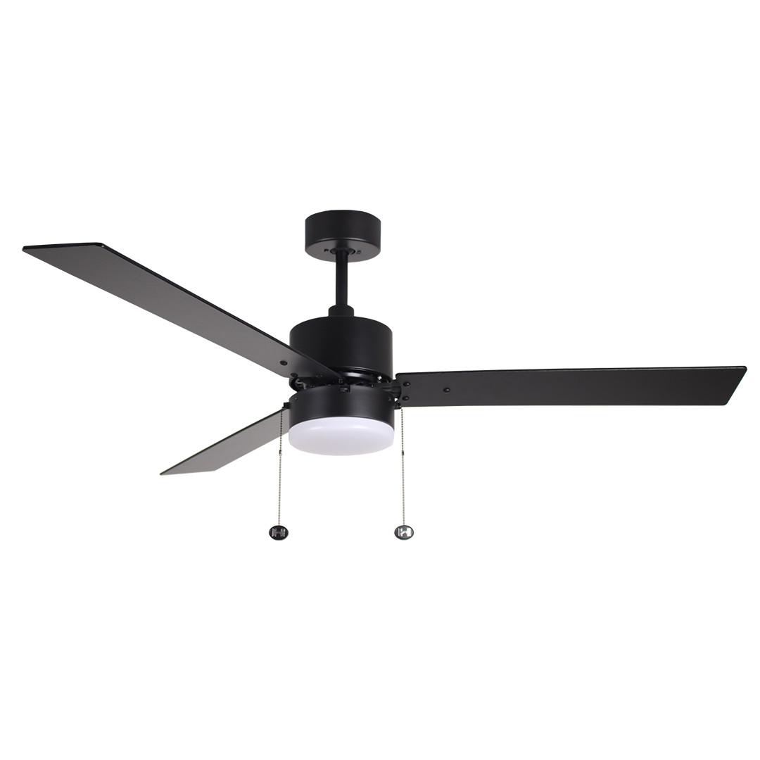 3-Blade 52" Modern Cylinder Fan Matte Black/Walnut Blades Pull Chain 3K, 4K, 5K - Classic Indoor Fans