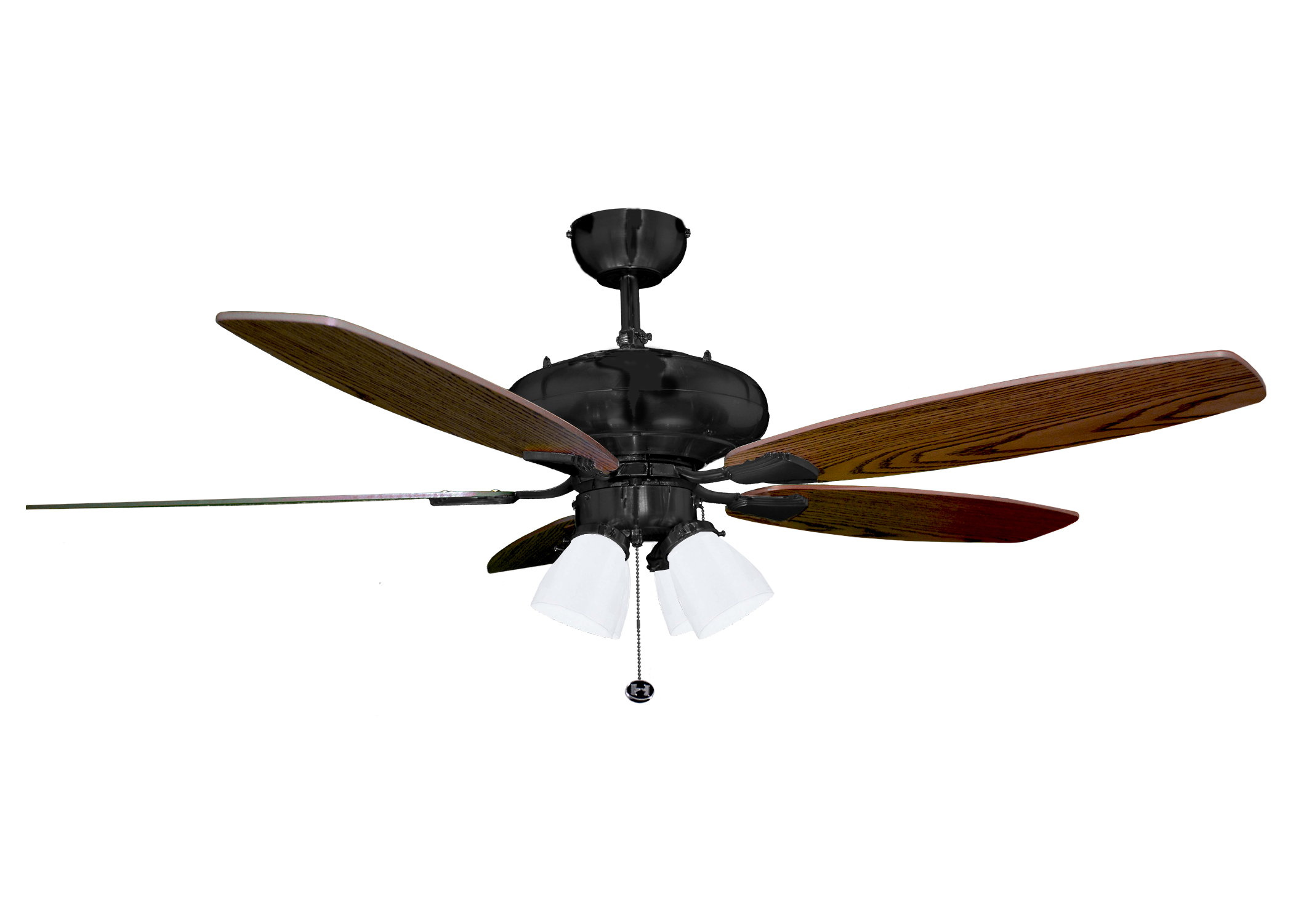 52" 5-Blade UFO Fan Black/Walnut Blades 4-Light Clear LED Kit - Refined Indoor Fans in Matte Black