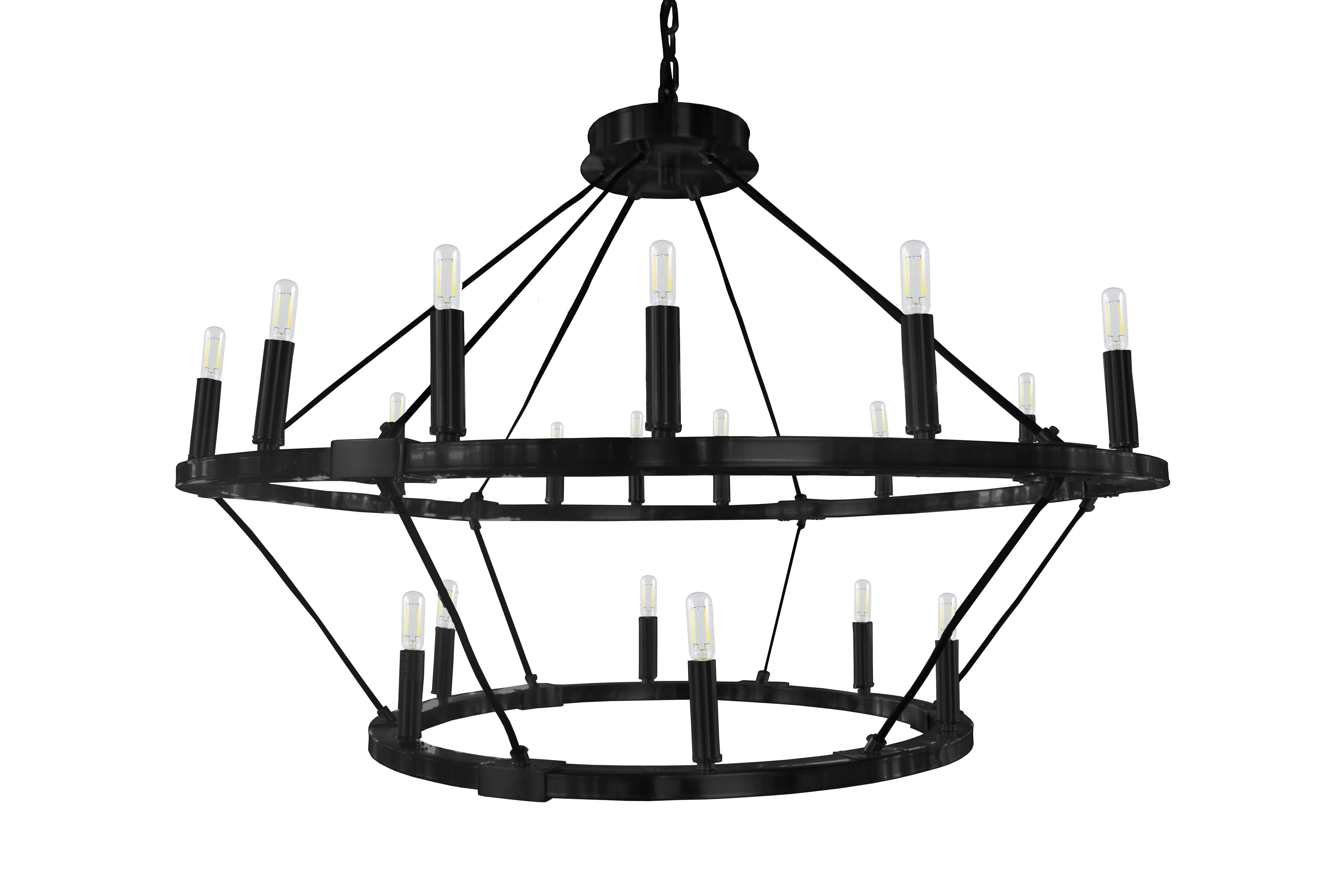 12 + 6 Light 40"/26" Big Ring Double Tier Chandelier - T6-3K Lamps Included - Classic Chandeliers