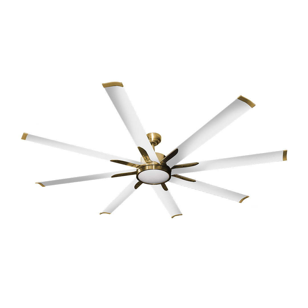 Barcelona 8-Blade 84" Fan White Blades - Stylish Indoor Fans in Champagne Gold